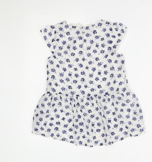 George Girls White Floral Basic Blouse Size 8-9 Years