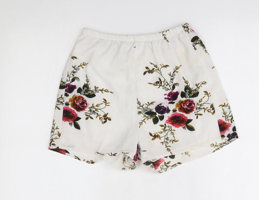 Preworn Womens White Floral Mom Shorts One Size
