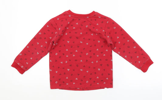 Preworn Girls Red Geometric Pullover Sweatshirt Size 3-4 Years