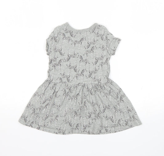 NEXT Girls Grey Animal Print Fit & Flare Size 18-24 Months