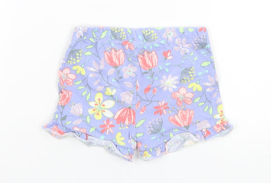 Nutmeg Girls Blue Floral Sweatpants Trousers Size 6-9 Months