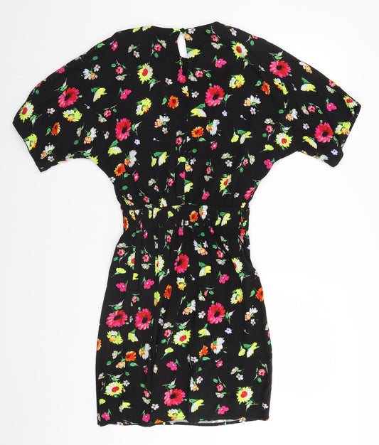 Warehouse Womens Black Floral A-Line Size 8
