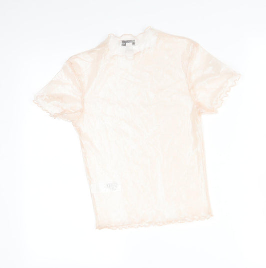 Topshop Womens Pink Basic T-Shirt Size 6