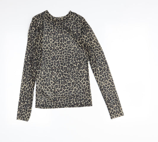 Stradivarius Womens Multicoloured Animal Print Basic T-Shirt Size S