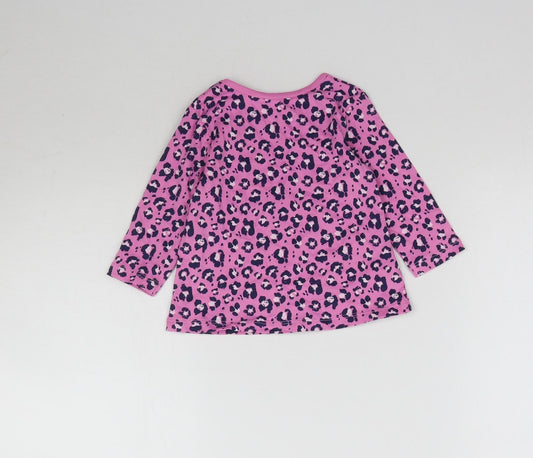 George Girls Pink Animal Print Basic T-Shirt Size 3-6 Months - Leopard Print