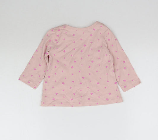 George Girls Pink Basic T-Shirt Size 3-6 Months - Love Hearts & Stars