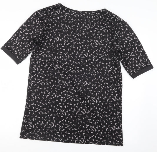 Charmine Womens Black Geometric Basic T-Shirt Size 12
