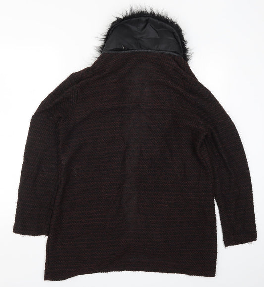 New Look Womens Brown Knit Jacket Coatigan Size 16 - Burgundy