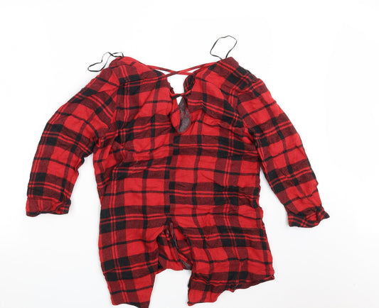 River Island Womens Red Check Basic Button-Up Size 10