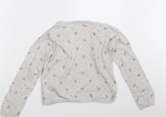 C.F.K Womens Grey Floral Cardigan Jumper One Size