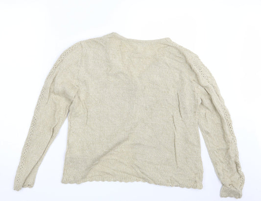 Vilona Moda Womens Beige Cardigan Jumper Size 16