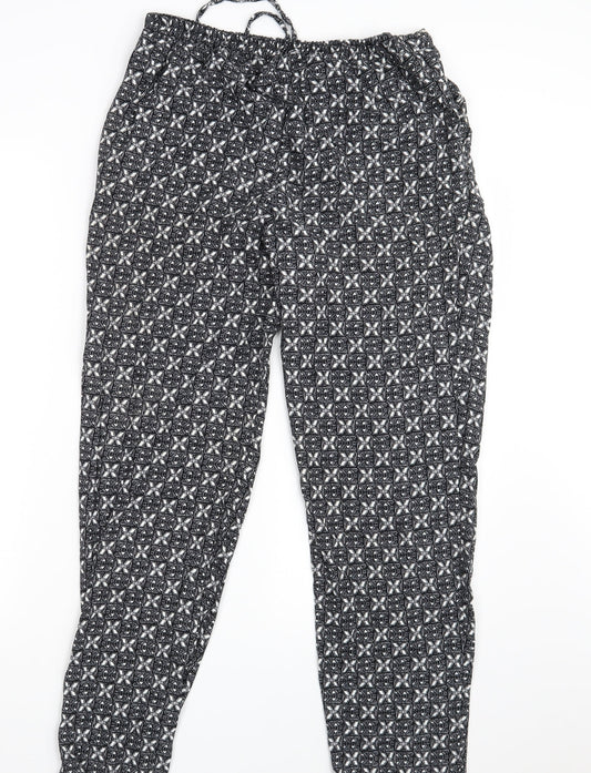Bonmarché Womens Black Geometric Trousers Size 14 L20 in
