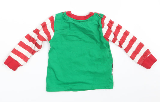 Made By Elves Boys Green Striped Basic T-Shirt Size 2-3 Years