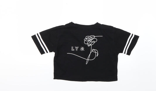 xuanshow Womens Black Cropped T-Shirt Size S
