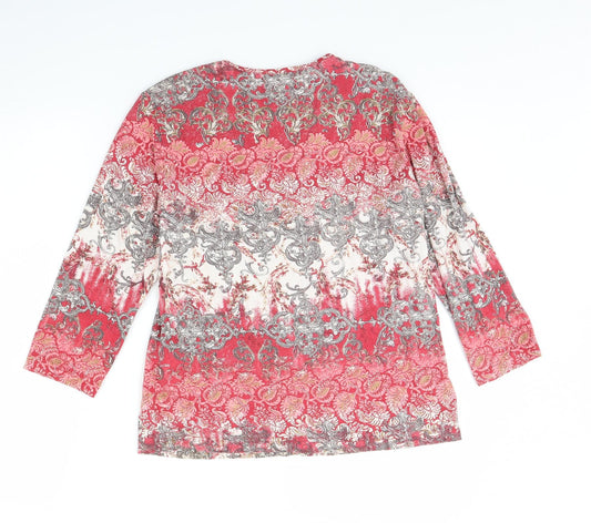 Gerry Weber Womens Red Fair Isle Basic Blouse Size 10