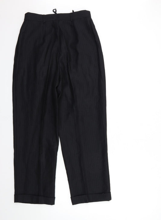 Preworn Womens Black Striped Trousers Size 30 in L27 in