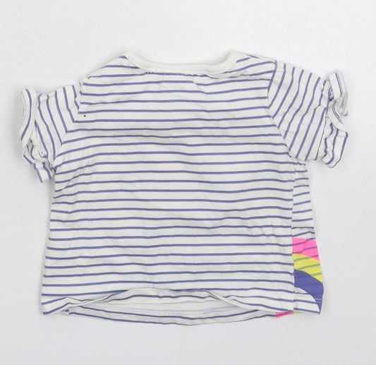 Disney Girls White Striped Basic T-Shirt Size 9-12 Months