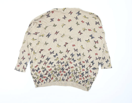 Mela Loves London Womens Beige Geometric Pullover Jumper Size S