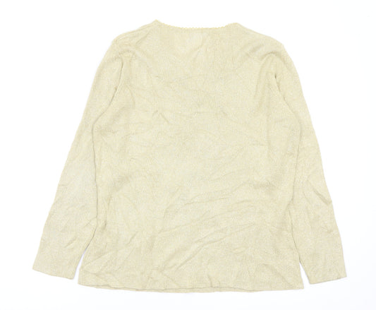 Berkertex Womens Gold Floral Pullover Jumper Size 14