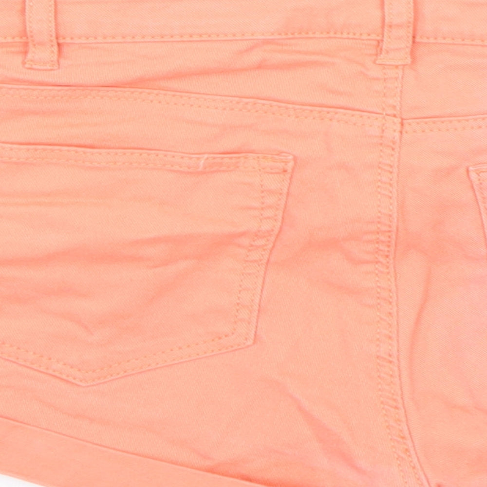 H&M Womens Orange Denim Paperbag Shorts Size 4