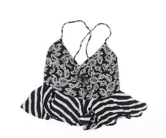 Topshop Womens Black Paisley Cropped Tank Size 8