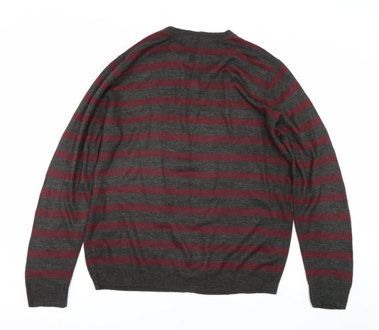Burton Mens Grey Striped Pullover Jumper Size XL