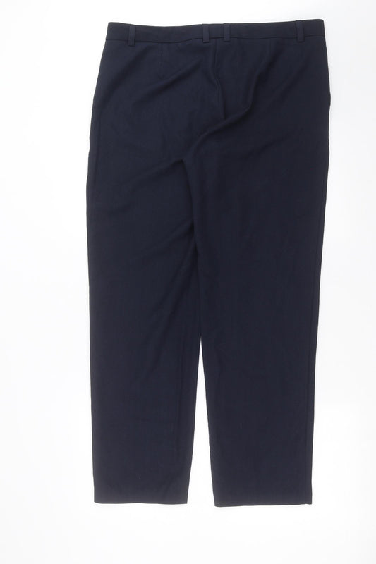 Marks and Spencer Womens Blue Argyle/Diamond Trousers Size 16 L30 in