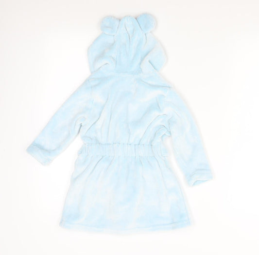 YD Boys Blue Solid Fleece Gown Size 2-3 Years - Bear