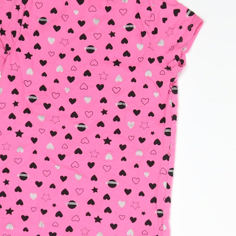 George Girls Pink Basic T-Shirt Size 8-9 Years - Hearts