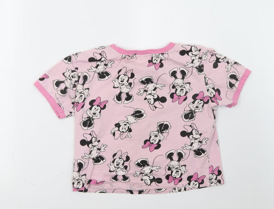 missimo Girls Pink Cropped T-Shirt Size 11 Years - Minnie Mouse