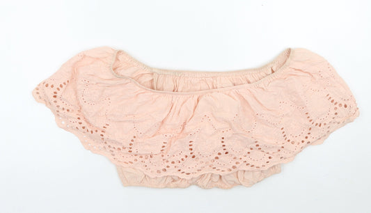 Vera & lucy Womens Pink Floral Cropped T-Shirt Size M