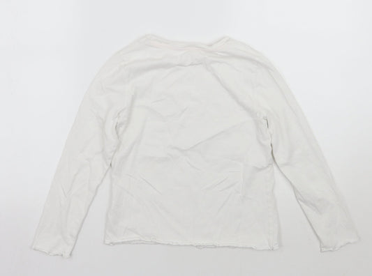 George Girls White Geometric Basic T-Shirt Size 9-10 Years