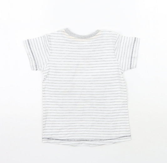 Matalan Boys White Striped Basic T-Shirt Size 2-3 Years