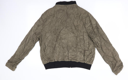 Atmosphere Womens Green Bomber Jacket Coat Size 18 - Suede Effect