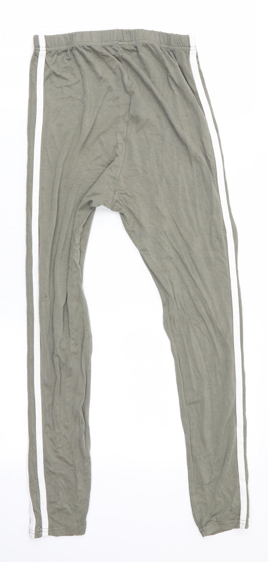 Boohoo Womens Green Track Pants Leggings Size 10 L26 in