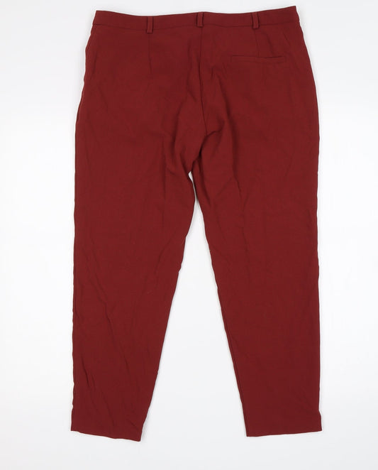 ASOS Womens Red Cropped Trousers Size 12 L24 in