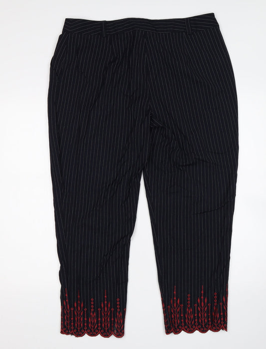 New Look Womens Blue Striped Trousers Size 16 L26 in