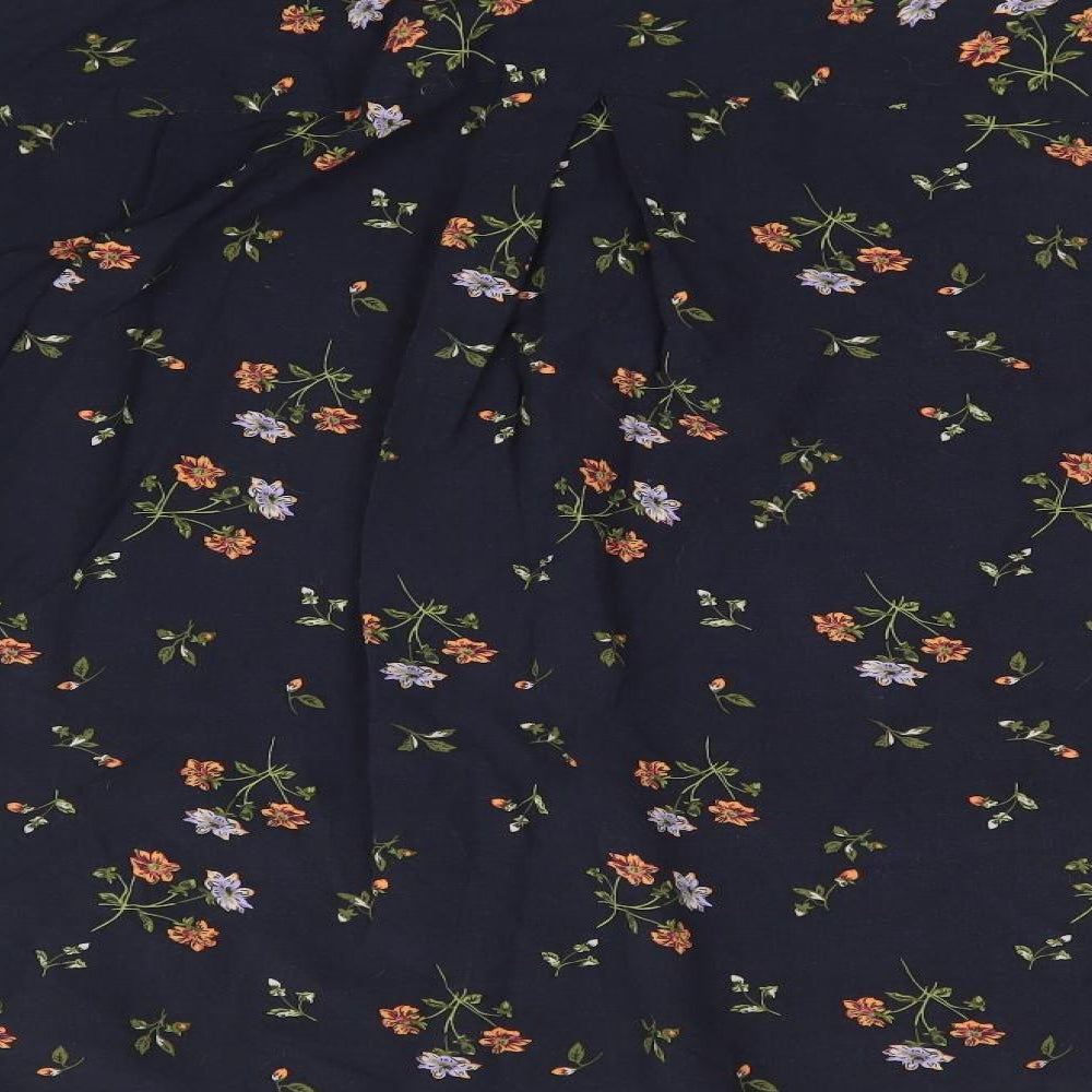 H&M Womens Blue Floral Basic Blouse Size S