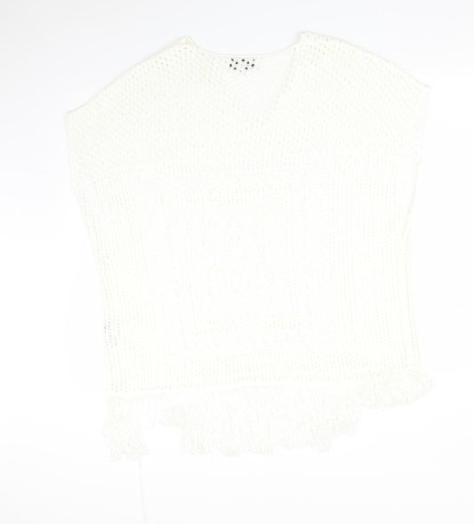 NEXT Womens White Geometric Basic T-Shirt Size M