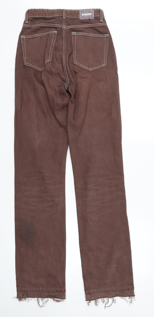 Weekday Mens Brown Denim Straight Jeans Size 24 L32 in