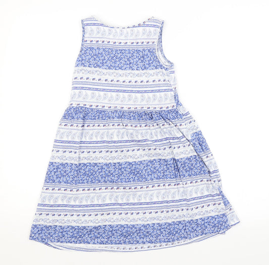 H&M Girls Blue Paisley A-Line