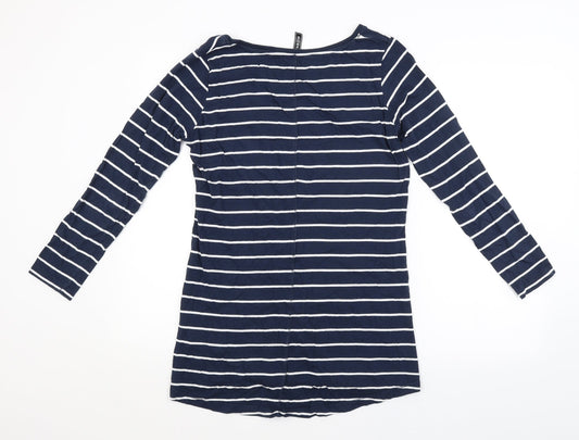 Rainbow Womens Blue Striped Basic T-Shirt Size 10