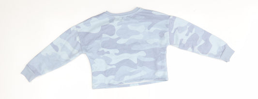 Primark Girls Blue Camouflage Pullover Sweatshirt Size 9-10 Years - cropped, j'adore weekends