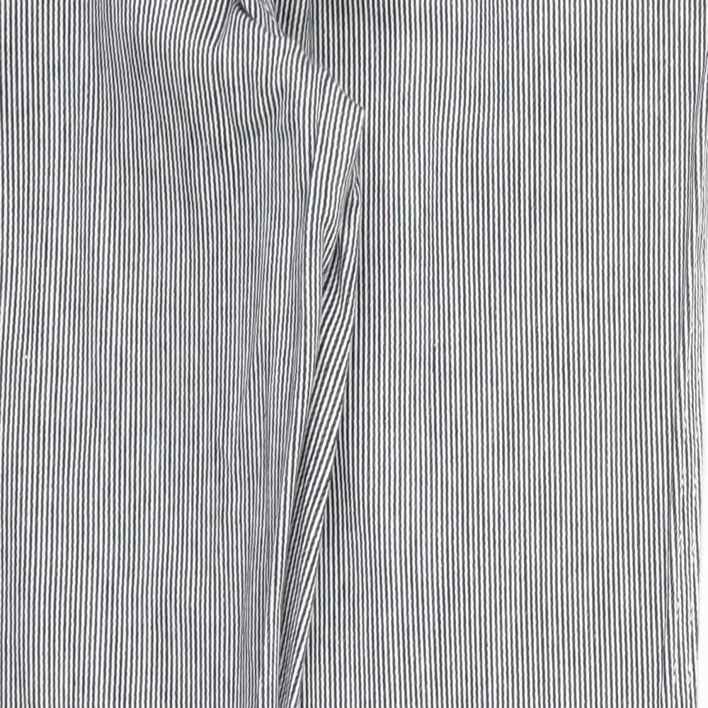 NEXT Womens Black Striped Trousers Size 6 L25 in - Black and White