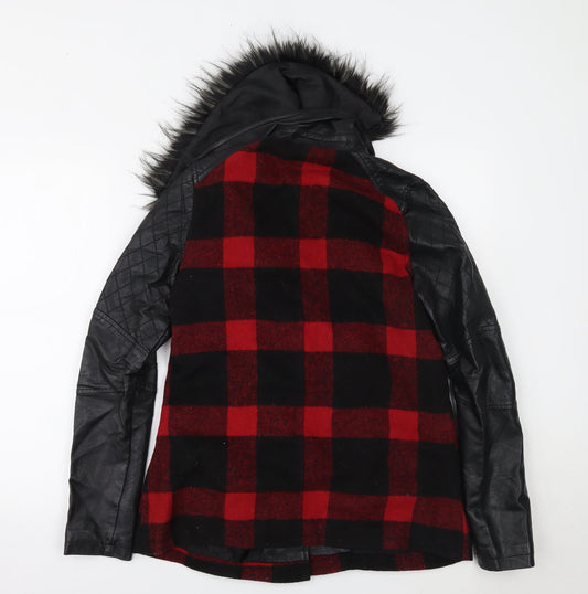 Blonde & Blonde Womens Black Plaid Overcoat Coat Size 10