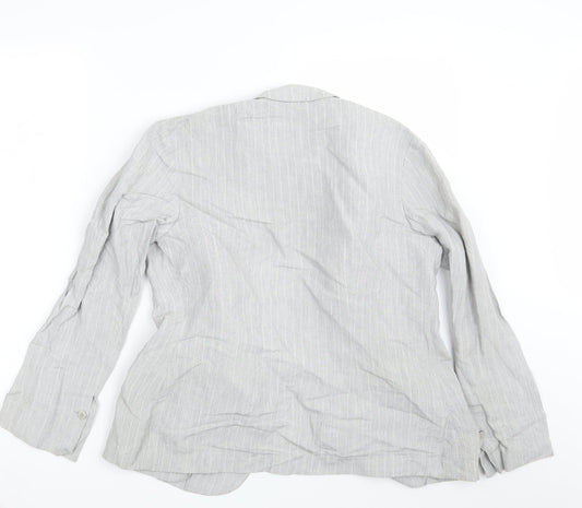 Liz Claiborne Womens Grey Striped Jacket Blazer Size 10