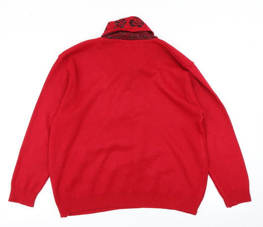 Pure & Natural Womens Red Knit Pullover Jumper Size M