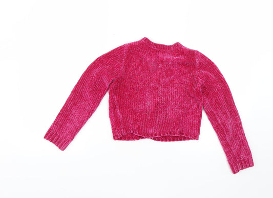 Girls Pink Cardigan Jumper Size 8-9 Years