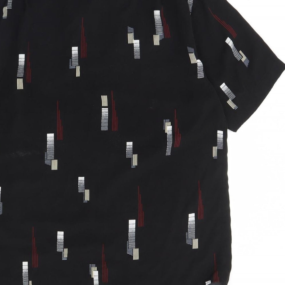 Pharaoh Mens Black Geometric Dress Shirt Size 39