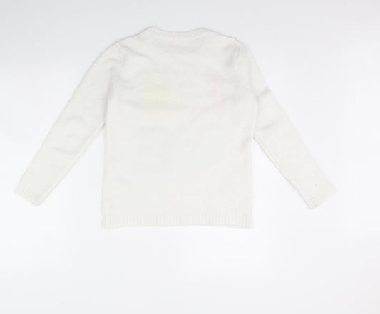 M&Co Girls White Pullover Jumper Size 9 Years - LOVE